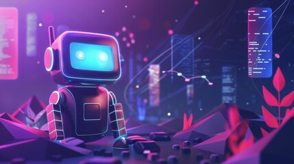 artificial intelligence ai ki powered chatbot robot technology background, 16:9