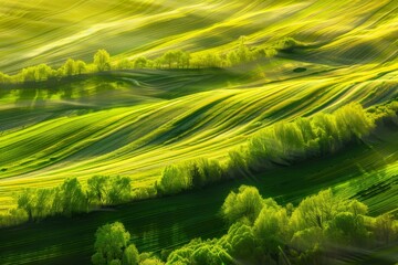 Green grass fields with natural aerial abstract national geographic cover photo, generated with AI