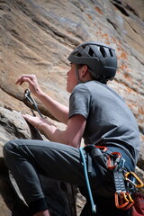 Climber reaching for grip