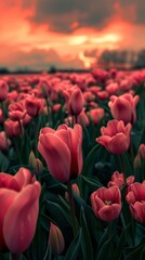 A sea of dreamy and pink flowers, generated with AI