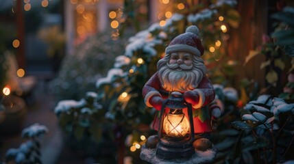 Santa Claus statue with lantern