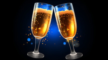 two glasses of champagne,glass, champagne, wine, alcohol, drink, celebration, beverage, liquid, party, isolated