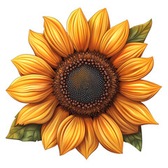 A flower Sunflower 1 flower blooming Picture from above cartoon 2D  illustration on white background Looks minimalist