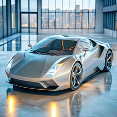 luxury expensive car parked on dark background