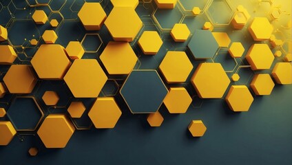 Abstract background design with a network of hexagons in a gradient of yellows, offering a minimalist yet vibrant aesthetic.