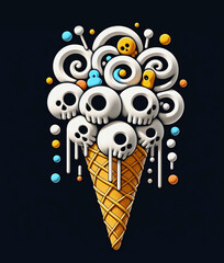 ice cream cone with candy skulls - 790333249