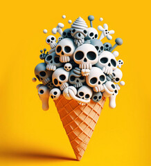 ice cream cone with candy skulls - 790333256