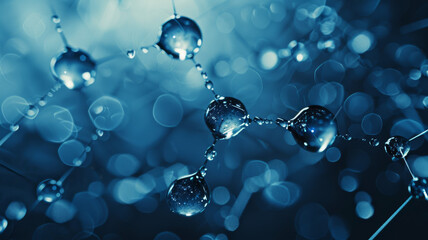 Blue molecule structure 3D illustration - obrazy, fototapety, plakaty