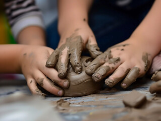Obraz na płótnie Canvas Creative Hands Crafting with Clay