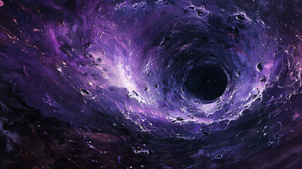 A cosmic black hole texture space abstract art from a cosmic original painting for abstract background in black purple color detailed Celestial event horizon. 