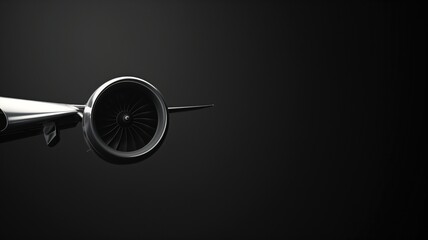 Close-up of airplane jet engine on dark background - obrazy, fototapety, plakaty