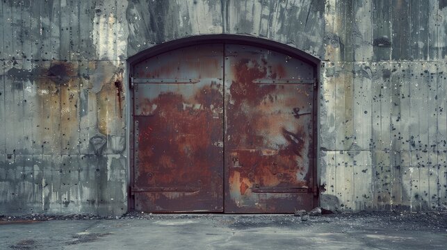 Steel armored hermetic door in the Soviet bomb shelter 