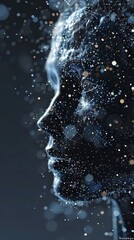 Big data and artificial intelligence concept with face