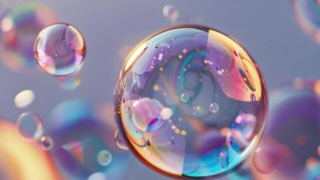 A colorful image of bubbles floating in the air 4K motion