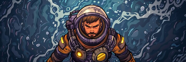A disillusioned astronaut seeks a new purpose in life by training to become a deepsea explorer - obrazy, fototapety, plakaty