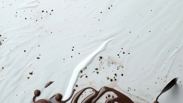 A splash of chocolate paint on a white background 4K motion