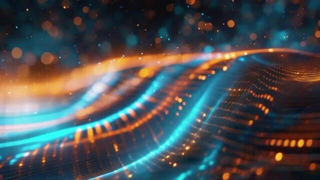 A colorful, abstract image with a blue and orange wave 4K motion
