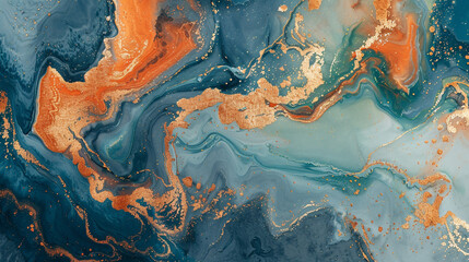 A marbled blend of terracotta orange and Aegean blue, with a subtle shimmer of gold leaf. 