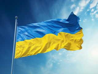 Ukrainian Flag Against Sky