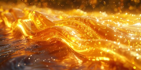 A mesmerizing close-up view of a caramel-colored wave in the water, swirling and curling with grace and power.