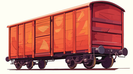 Boxcar. Railroad car isolated on white. Vector illu - obrazy, fototapety, plakaty
