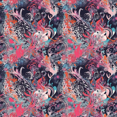 stylized floral seamless pattern, colorful background, fashion print, decorative texture