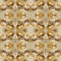 golden flowers seamless pattern, stylized ornament, fashion print, original decoration