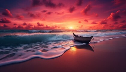 View of the beach waves is truly amazing and creates wisps of white foam on the shoreline, with stunning vibrant reflections of sunlight