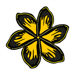 minimalist silhouette illustration of frangipani flower in yellow and black for seamless pattern element