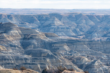 Landscape Views in Springtime of the North Dakota Badlands of Theodore Roosevelt National Park 