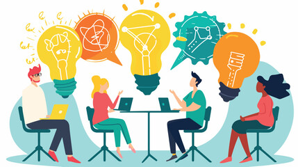 Brainstorm idea discussion concept. Business team f