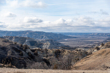 Landscape Views in Springtime of the North Dakota Badlands of Theodore Roosevelt National Park 