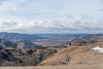 Landscape Views in Springtime of the North Dakota Badlands of Theodore Roosevelt National Park 