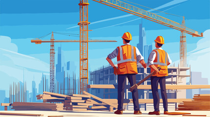 Builder man manager and worker on the constructions