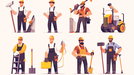 Builder man manager worker concept with flat icons.