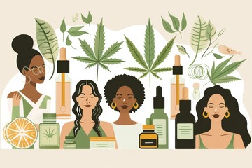 Naturopathy and Topical Applications of Marijuana Bud: Exploring Cannabis Sativa and THCV's Medical Uses. - obrazy, fototapety, plakaty