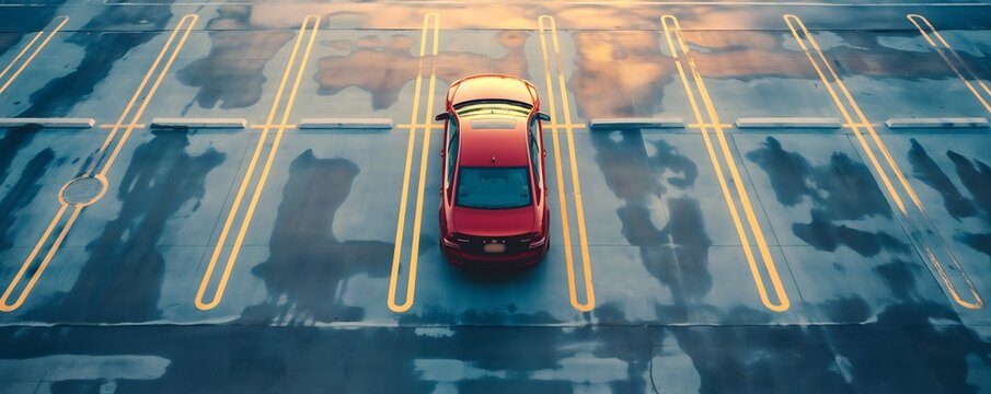 Auto auf Parkplatz geparkt. Gebrauchtwagenverkauf und Vermietungsservice. Automobilindustrie, Kfz-Versicherung. Parkplatz f&uuml;r Autos. Autohaus- und H&auml;ndleragentenkonzept