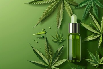 Health and Wellness Optimization in Cbd Oil: Relaxing Effects from Hashish Oil, Sustainable and Abstract Sustainability Measures. - obrazy, fototapety, plakaty