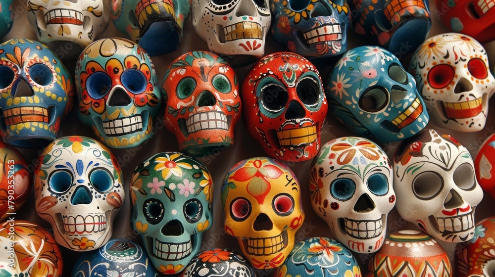 Poster a large group of skulls are arranged in a pattern, ai
