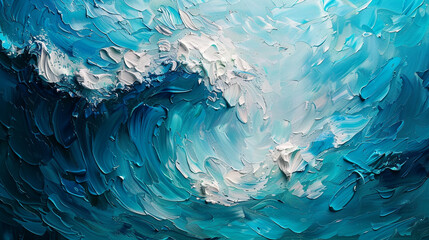 A vibrant blue oceanic texture sea foam abstract art from a serene original painting for abstract background in blue turquoise color detailed Ocean wave. 