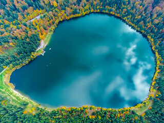 Aerial view of Saint Ana lake in Romania