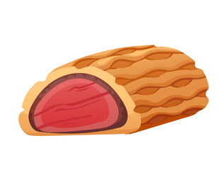 Tasty cuisine beef wellington delicious dish vector illustration isolated on white background