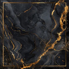 Fototapeta premium Gold and black marble background with a square frame 