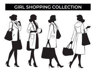 Woman Carrying Shopping Bags Silhouettes