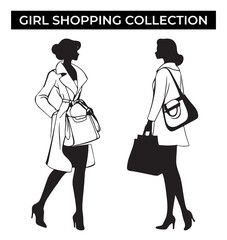 Women in Trench Coat and Dress With Handbag