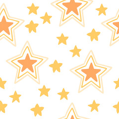 Seamless pattern of different golden stars vector illustration on white background