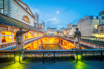Historical roman bathes in Bath city, England - 790357291
