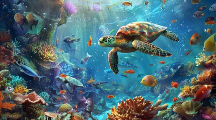 Marine life: A diverse array of marine creatures, from colorful fish to graceful sea turtles, inhabit the vibrant underwater world of the ocean.