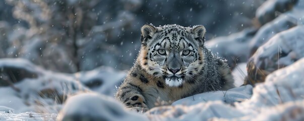 Fototapeta premium snow leopard.