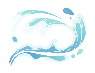 Blue water splash magical effect for games water flow vector illustration isolated on white background